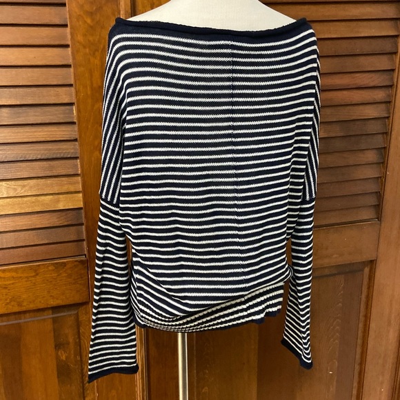 Wooden Ships Slouchy Navy and White Striped Sweater - Picture 4 of 7